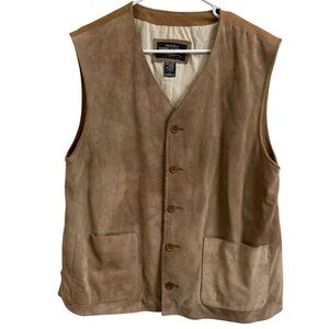 Banana Republic Vintage Size L Brown Suede Leather Button Up Vest Western Safari